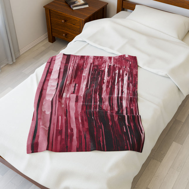Striped Ruby Velveteen Plush Blanket, 30" x 40"