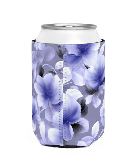 Indigo Blossom Floral Bunch 12 oz Can Cooler Sleeve