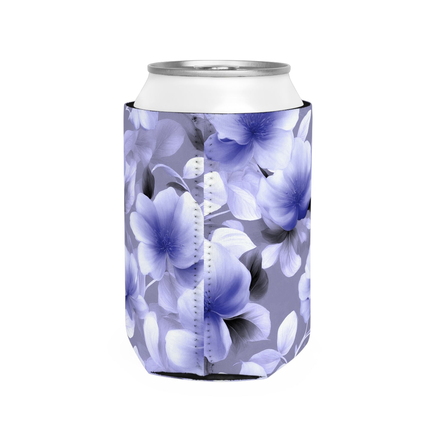 Indigo Blossom Floral Bunch 12 oz Can Cooler Sleeve