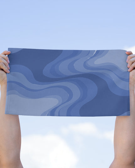 Deep Blue Wavey Rally Towel, 11" x 18"