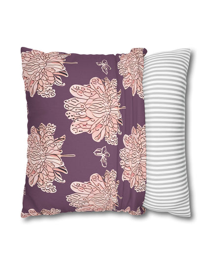 Pink Floral Butterflies Spun Polyester Square Pillowcase, 14" x 14"