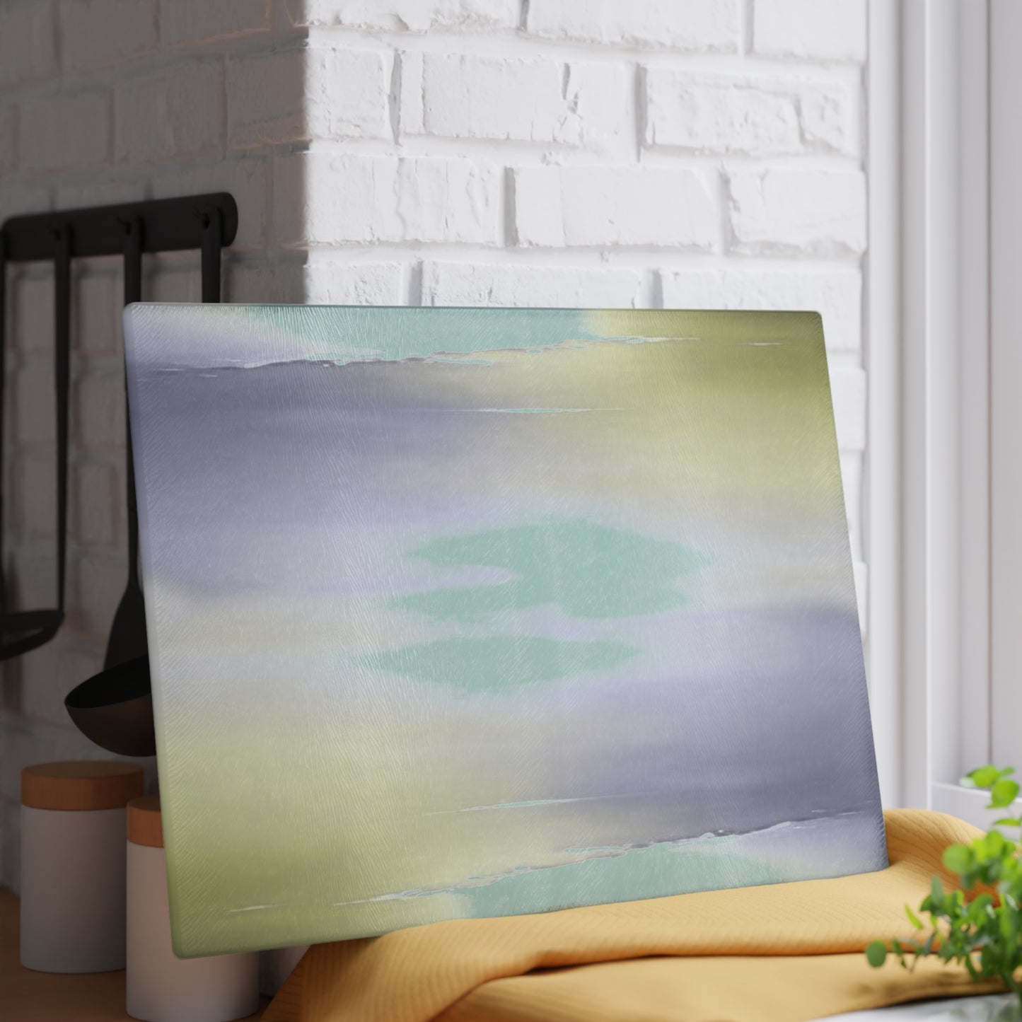 Lavender Sea Golden Fog Glass Cutting Board, 11" x 15"