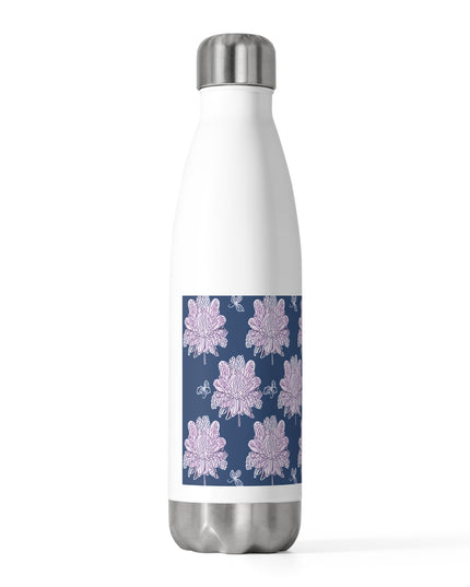 Purple White Floral Butterflies 20oz Insulated Water Bottle