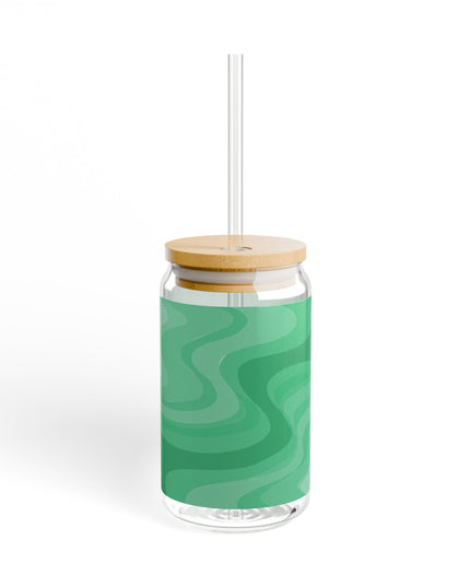 Mint Green Wavey Sipper Glass, 16oz