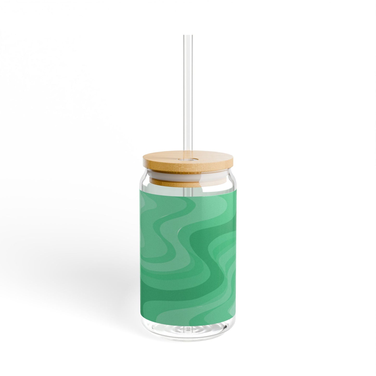 Mint Green Wavey Sipper Glass, 16oz