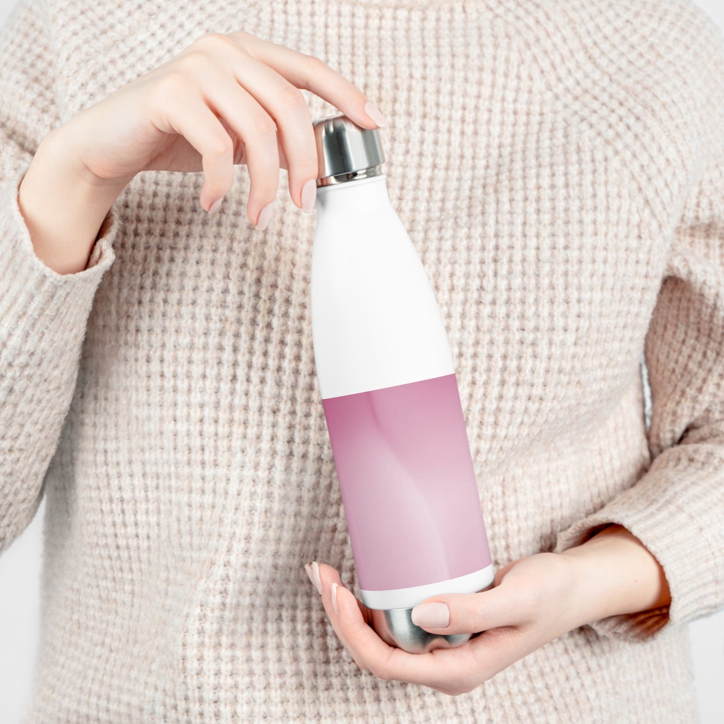 Pink Blush Fade 20oz Insulated White Water Bottle