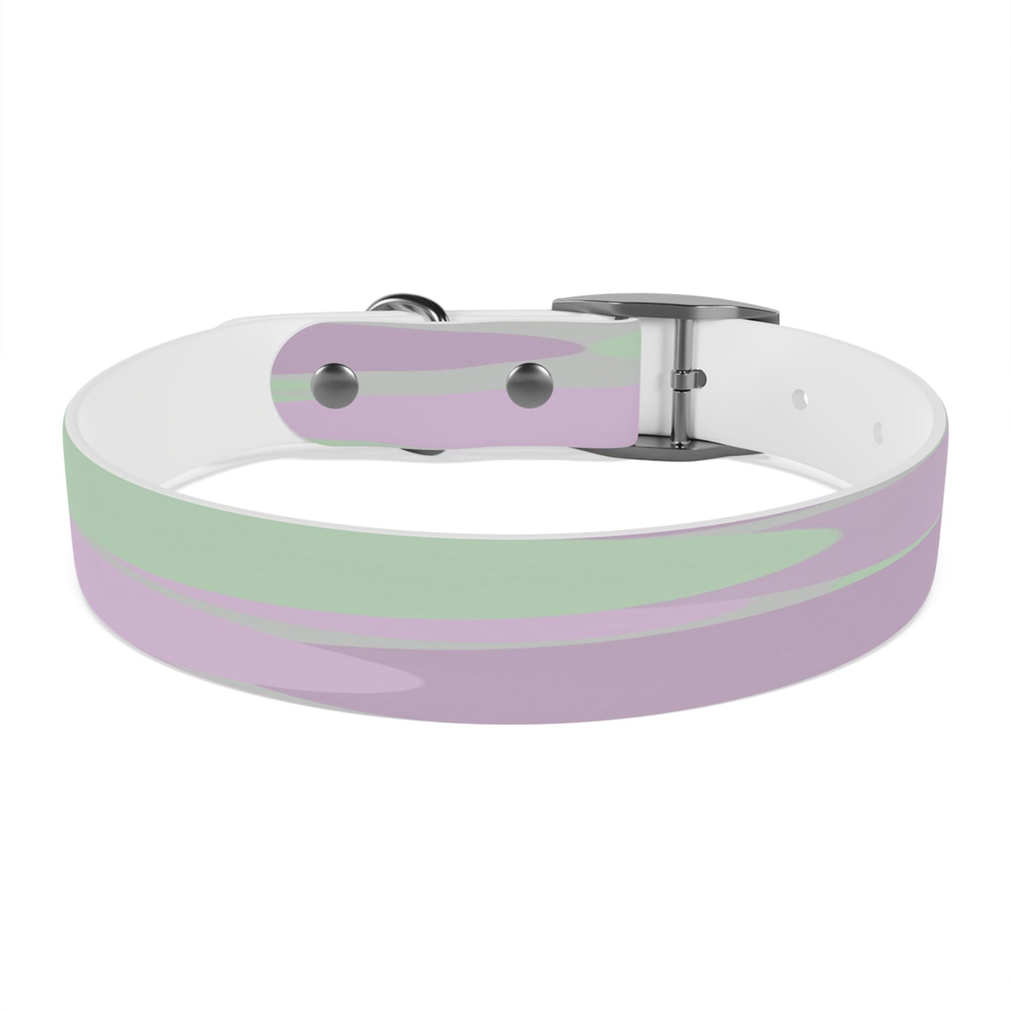 Pastel Lavender Purple and Soft Green Patches Medium Dog Collar