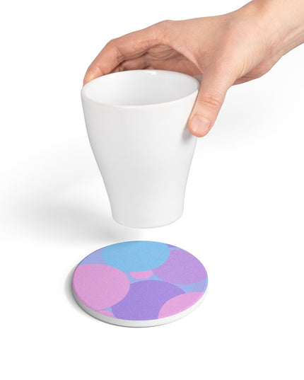 Pastel Purple and Mauve Patches 4" x 4" Round Ceramic Coaster