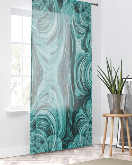 Uzi Spiral Tif Sheer Window Curtain, 50" x 84", partially transparent
