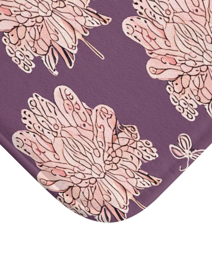 Pink Floral Butterflies 34" x 21" Bath Mat