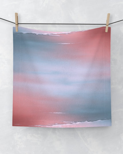 Gray Sea Pink Fog Face Towel, 13" x 13"