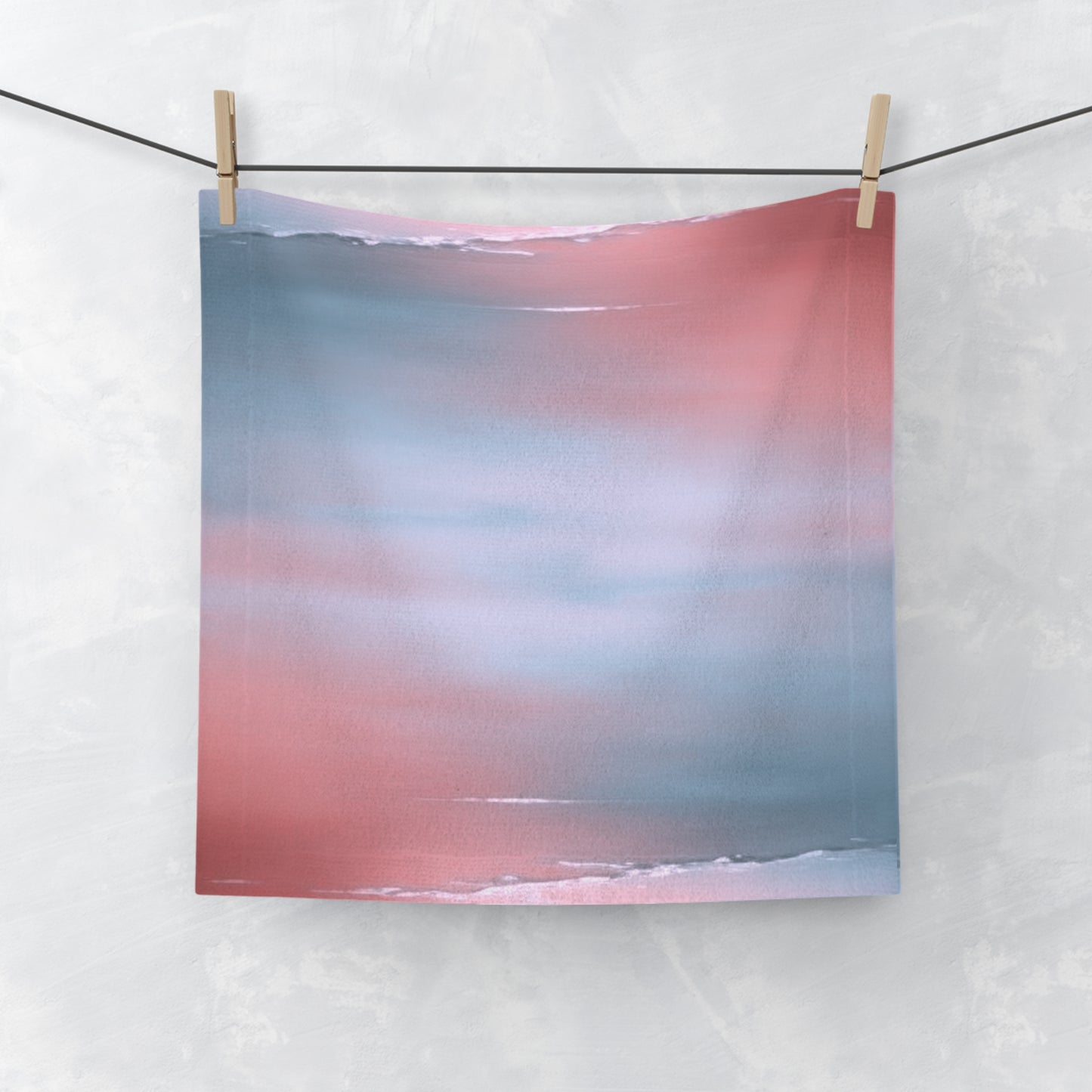 Gray Sea Pink Fog Face Towel, 13" x 13"