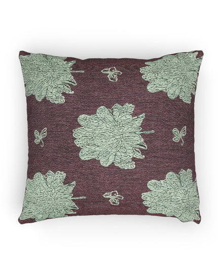 Blue Green Floral Butterflies Woven Pillow, 17" x 18"