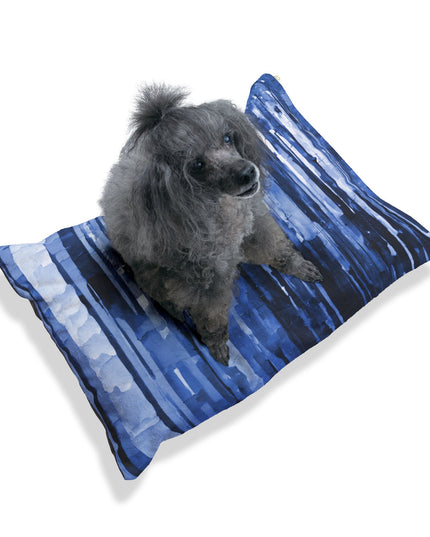 Striped Deep Blue Pastels 28" × 18" Pet Bed