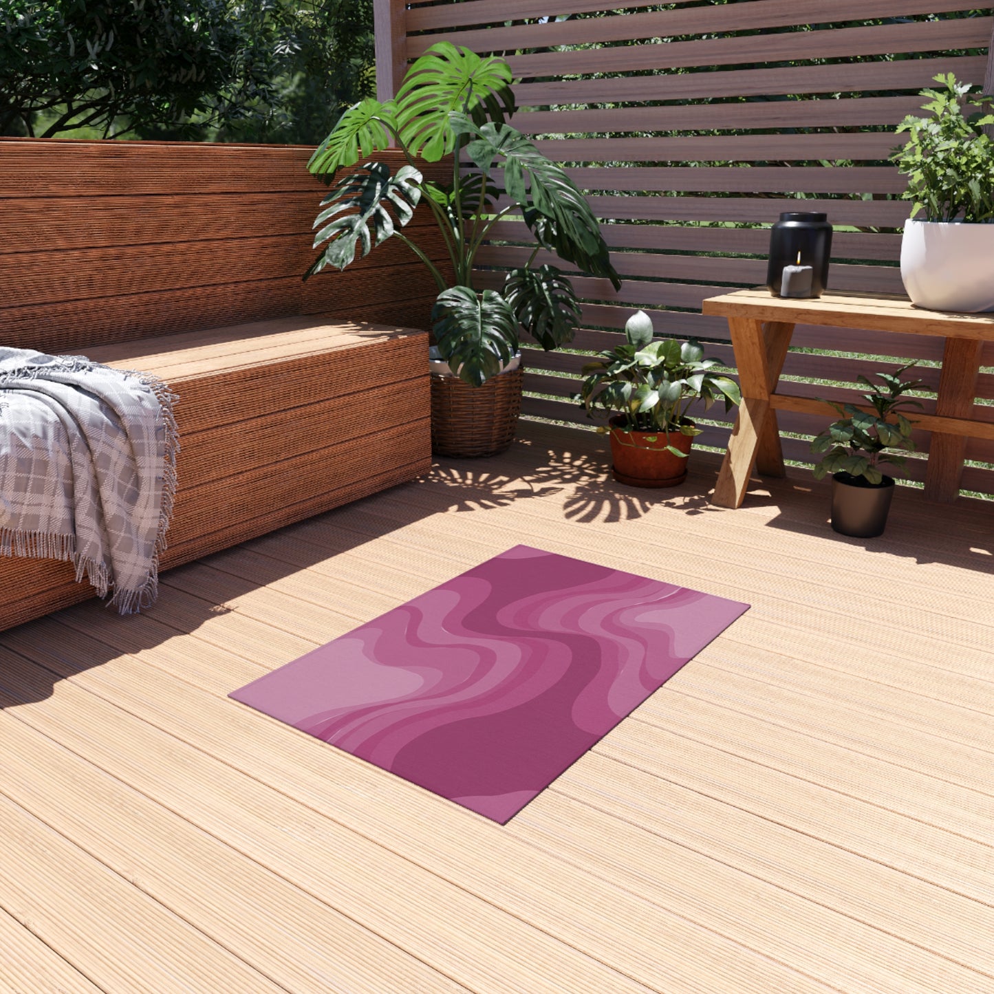 Pinky Mauve Wavey 24" x 36" Outdoor Rug