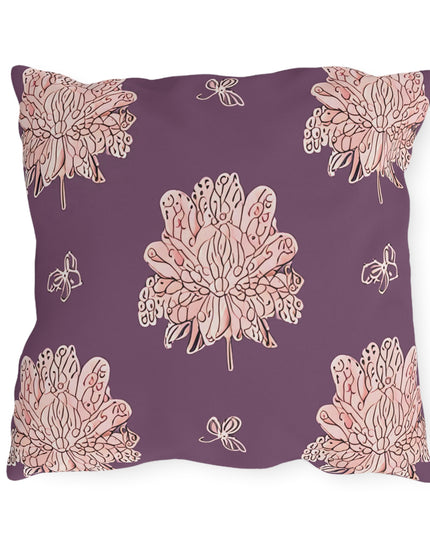 Pink Floral Butterflies 18" x 18" Outdoor Pillow