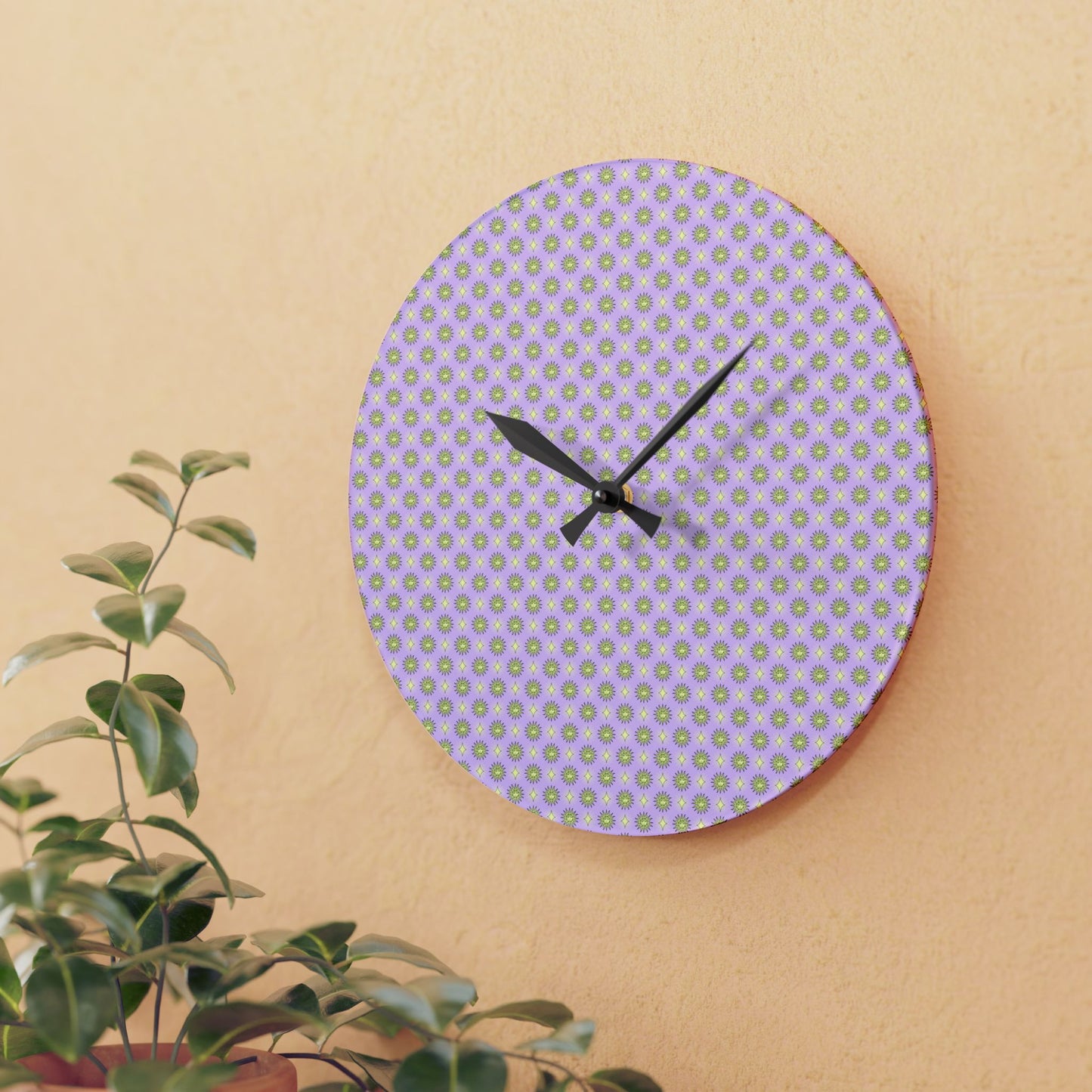 Magenta Star-crossed Bodies Acrylic Wall Clock, Round or Square, 10.75" x 10.75"