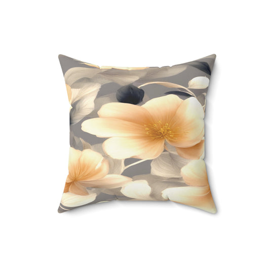 Soft Blossom Floral Bunch Faux Suede Square Pillow, 16" x 16"