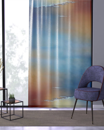 Blue Sea Red Orange Fog Window Curtain, 50" x 84", partially transparent