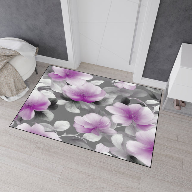 Purple Blossom Floral Bunch Heavy Duty Floor Mat, 48" x 72"