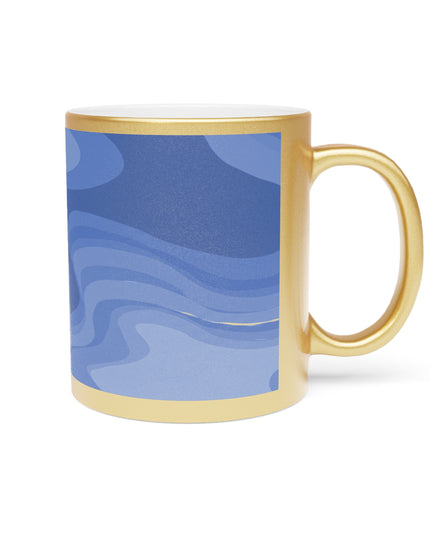 Deep Blue Wavey 11 oz Metallic Mug (Silver\Gold)