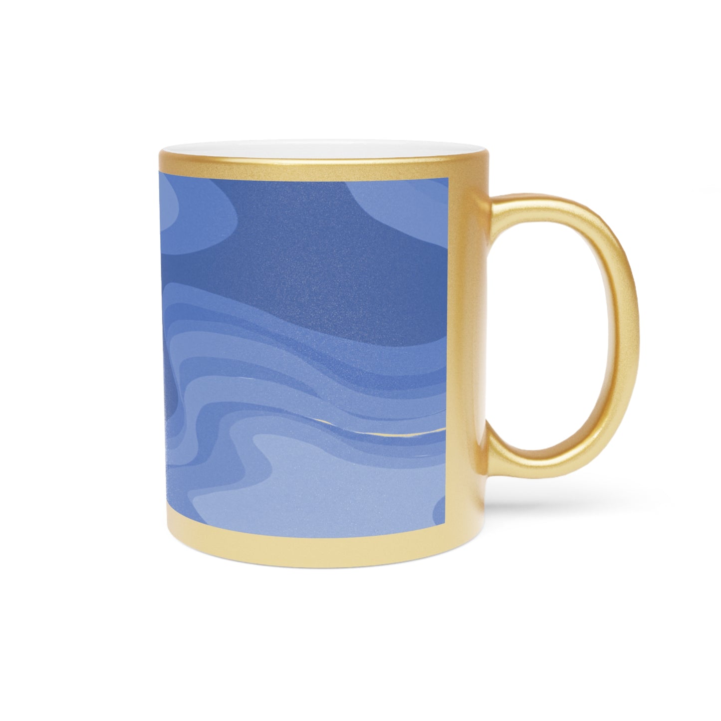 Deep Blue Wavey 11 oz Metallic Mug (Silver\Gold)