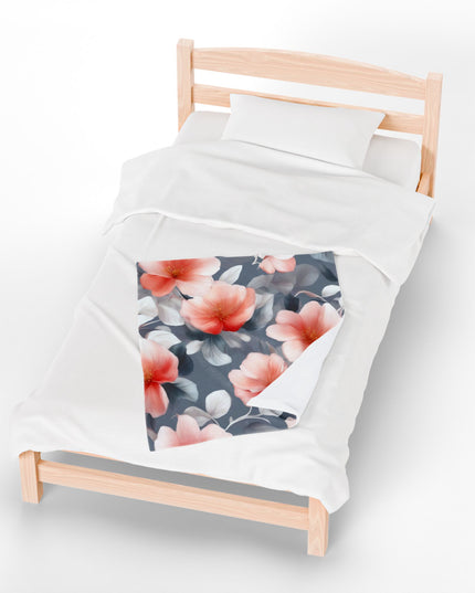 Red Blossom Floral Bunch Velveteen Plush Blanket, 30" x 40"