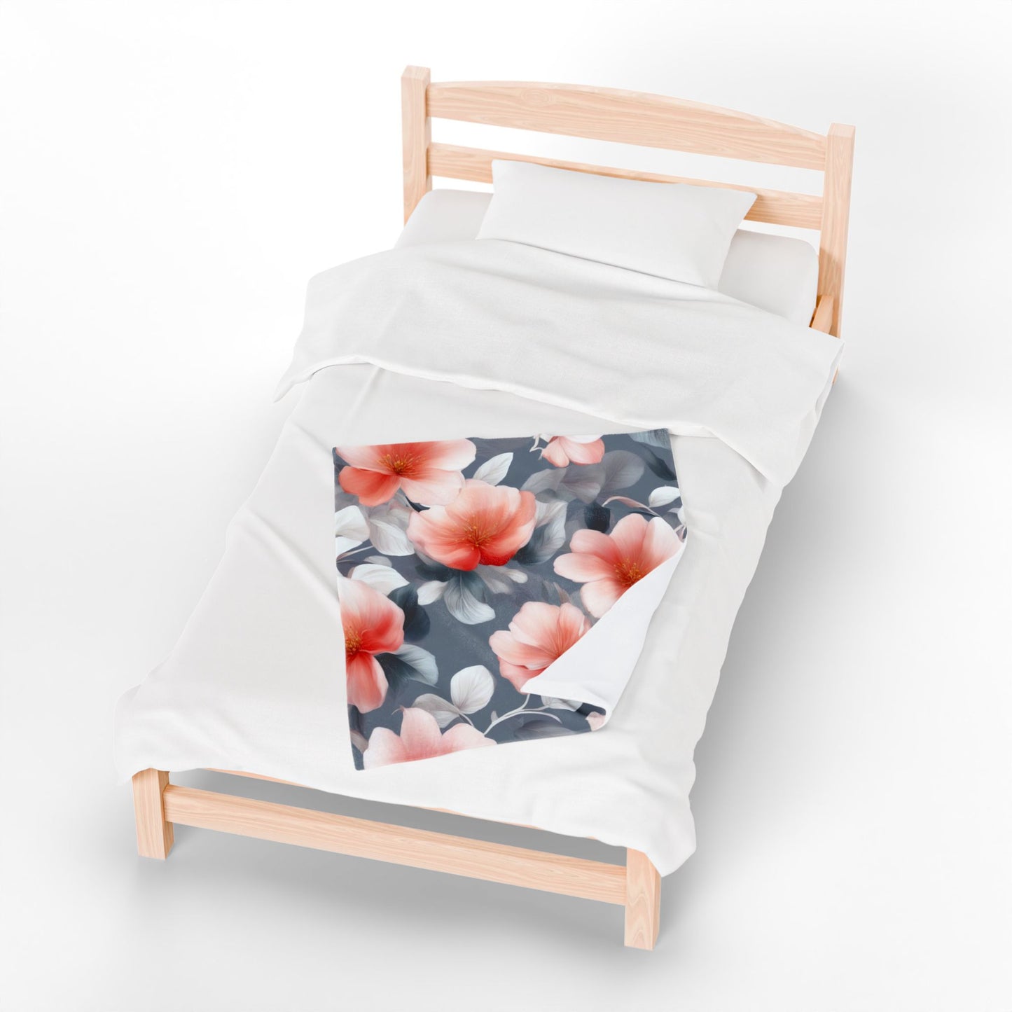 Red Blossom Floral Bunch Velveteen Plush Blanket, 30" x 40"