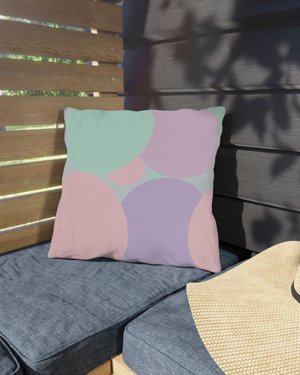 Pastel Peach and Soft Green Patches 16" x 16" Outdoor Pillows