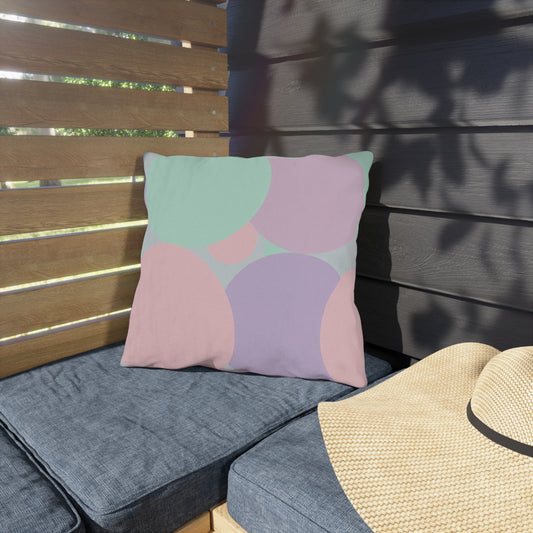 Pastel Peach and Soft Green Patches 16" x 16" Outdoor Pillows