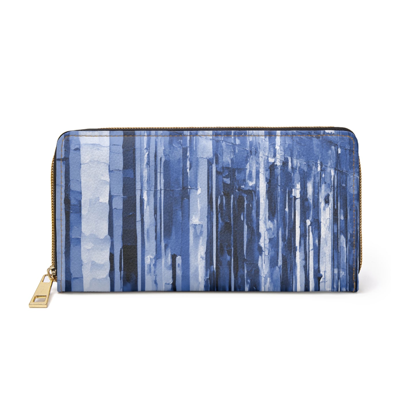 Striped Deep Blue Elegant Abstract Zipper Wallet - Stylish & Functional Accessory for Everyday Use