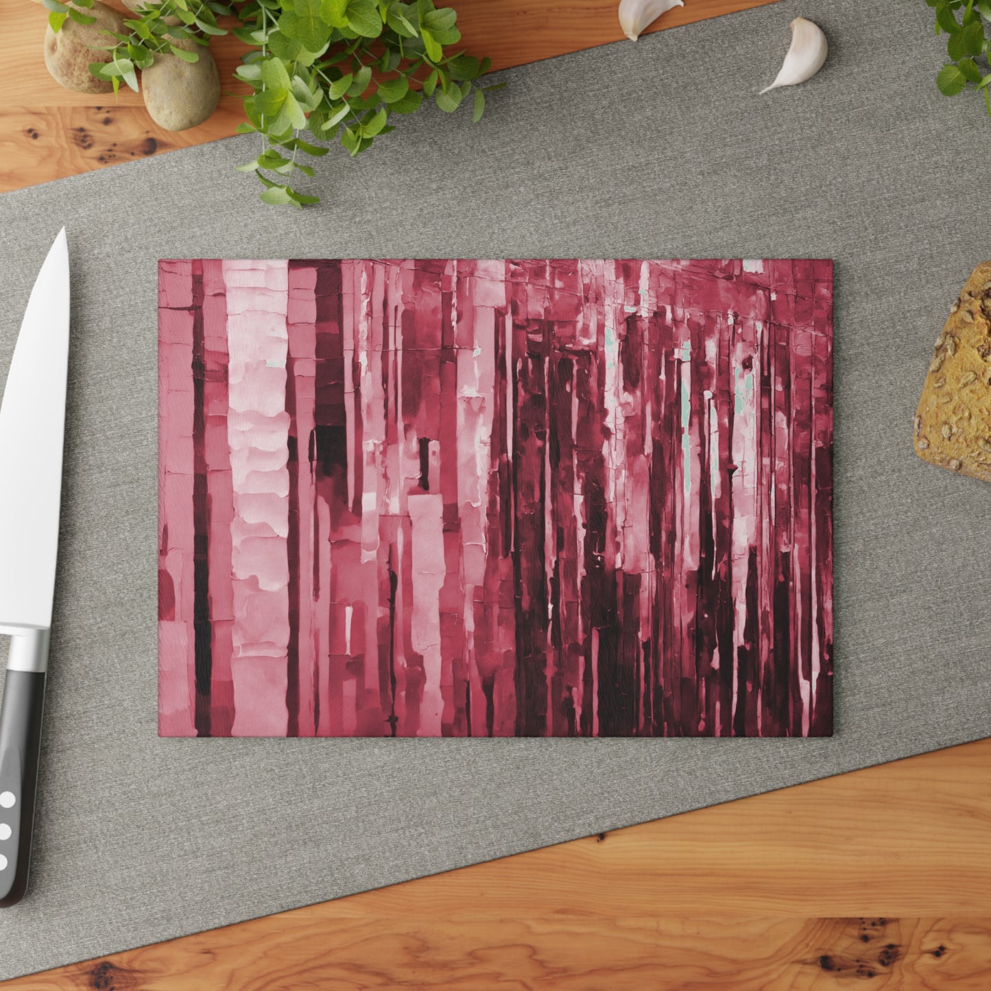 Striped Ruby 8" x 11" Glass Cutting Board