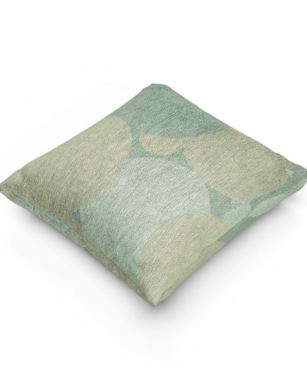Pastel Blue and Green Patches Woven Pillow, 17" x 18"