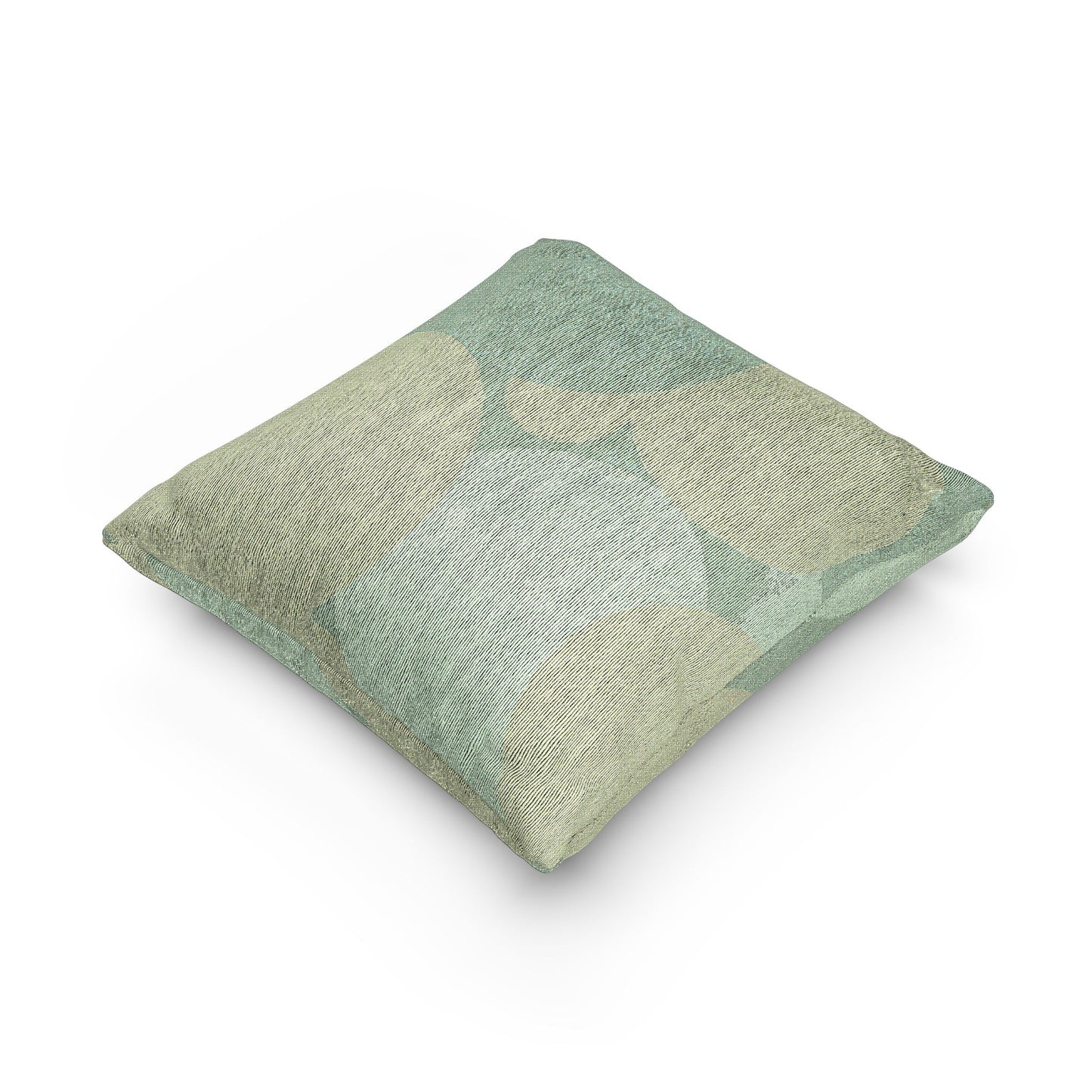 Pastel Blue and Green Patches Woven Pillow, 17" x 18"