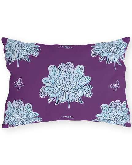 Blue Floral Butterflies 20" x 14" Outdoor Pillow