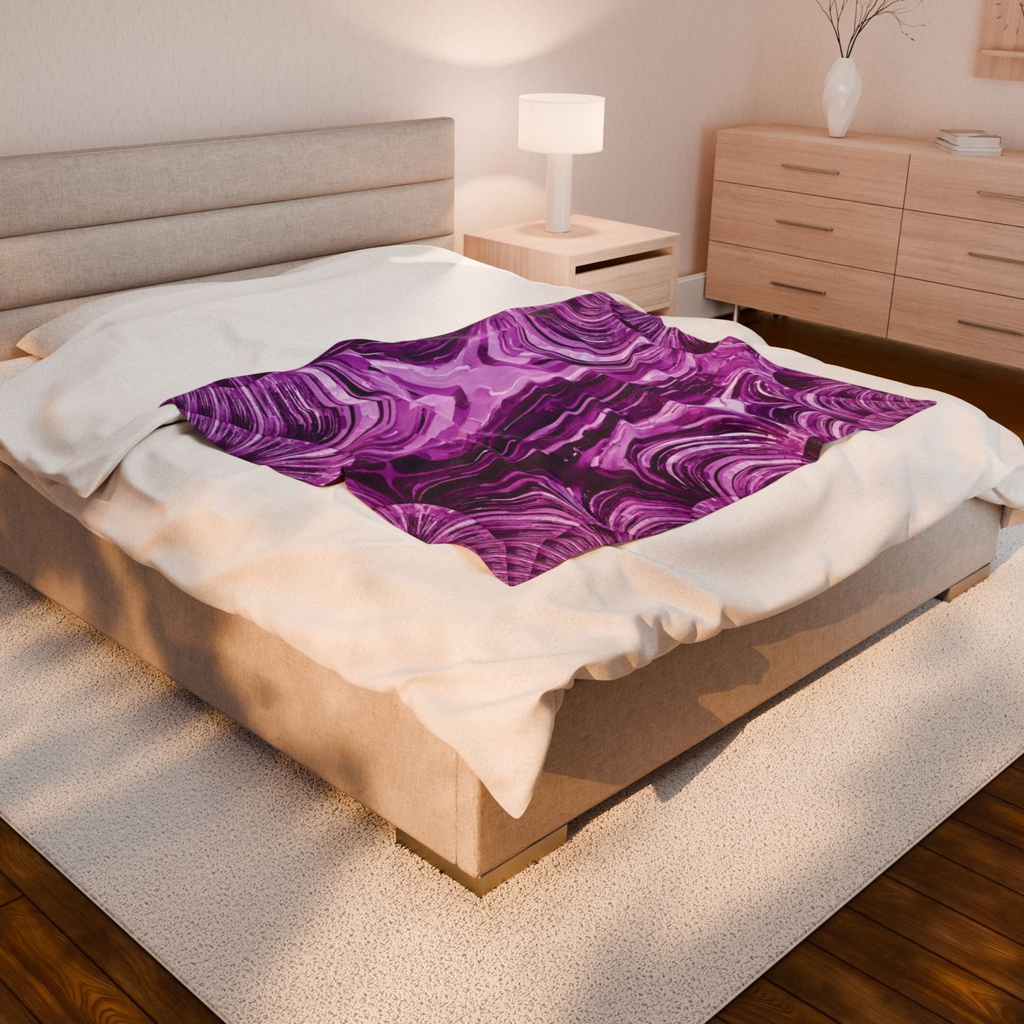 Uzi Spiral Powder Lavender Velveteen Plush Blanket, 50" x 60"