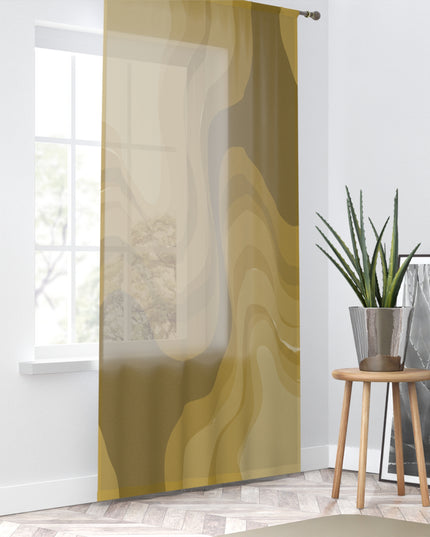 Brown Wavey Sheer Window Curtain, 50" x 84", partially transparent