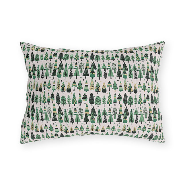 Mini Vintage Green Trees 20" x 14" Outdoor Pillow