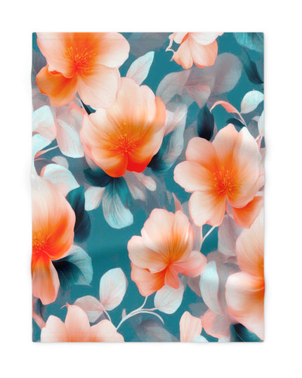 Orange Blossom Floral Bunch Soft Fleece Baby Blanket, 30" x 40"