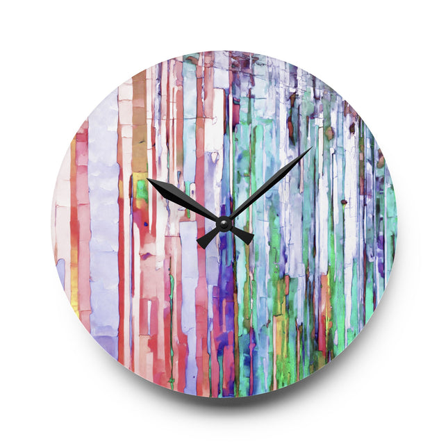Striped Pastels Acrylic Wall Clock, Round or Square, 10.75" x 10.75"