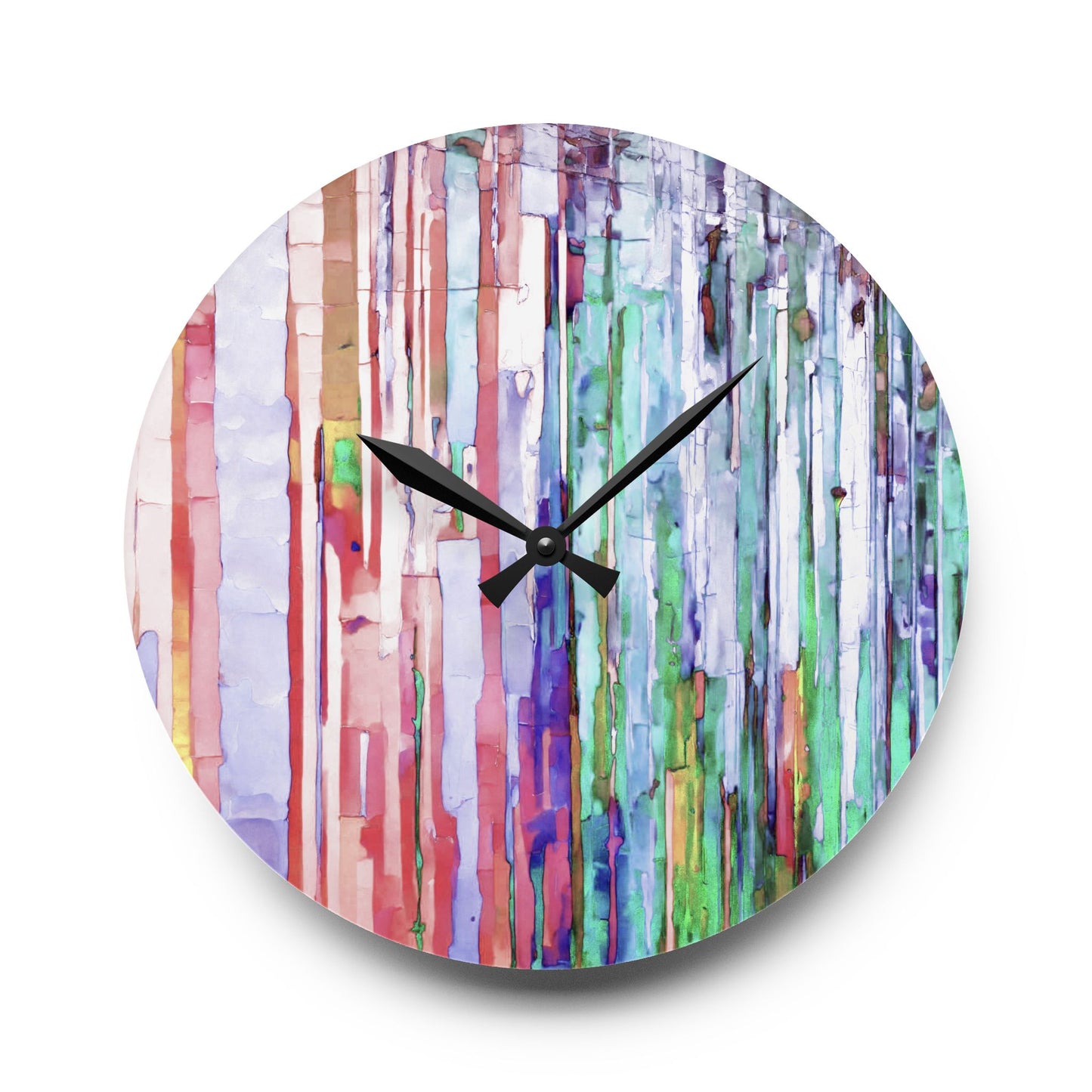 Striped Pastels Acrylic Wall Clock, Round or Square, 10.75" x 10.75"