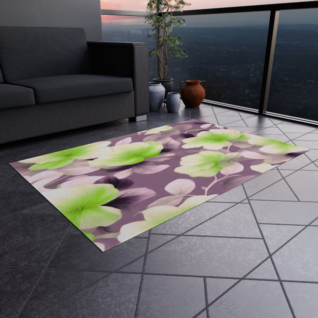 Lime Lavender Floral Bunch Outdoor Rug, 48" x 72"