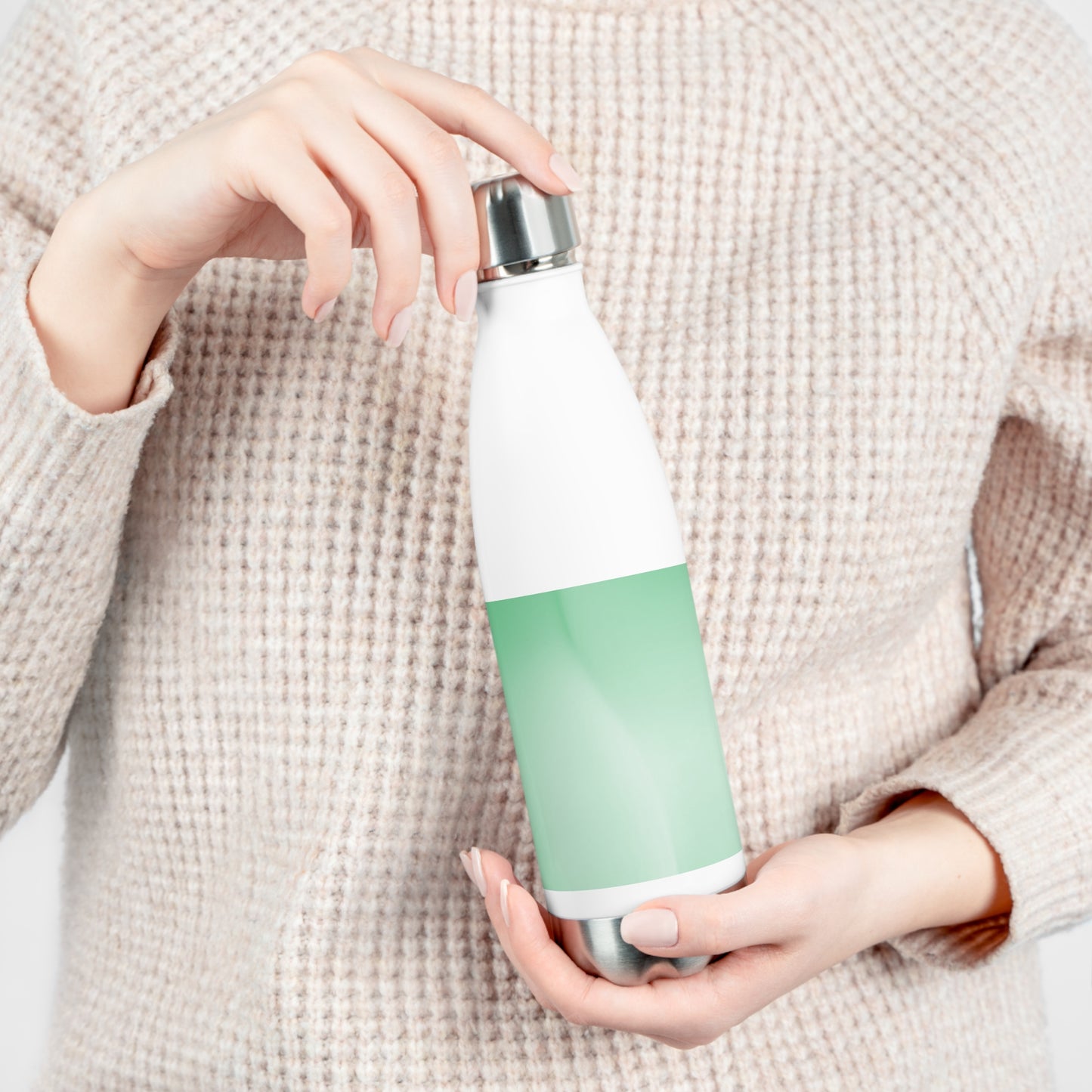 Mint Fade 20oz Insulated White Water Bottle