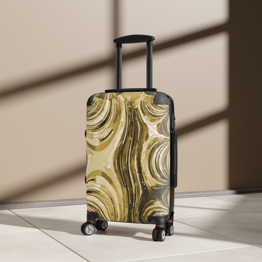 Uzi Spiral Light Brown Small Suitcase with built in lock, 4 double-wheels, telescopic handle, and ABS back hard-shell