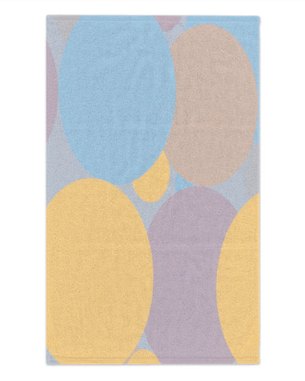 Pastel Baby Blue and Peach Patches Rally Towel, 11" x 18"