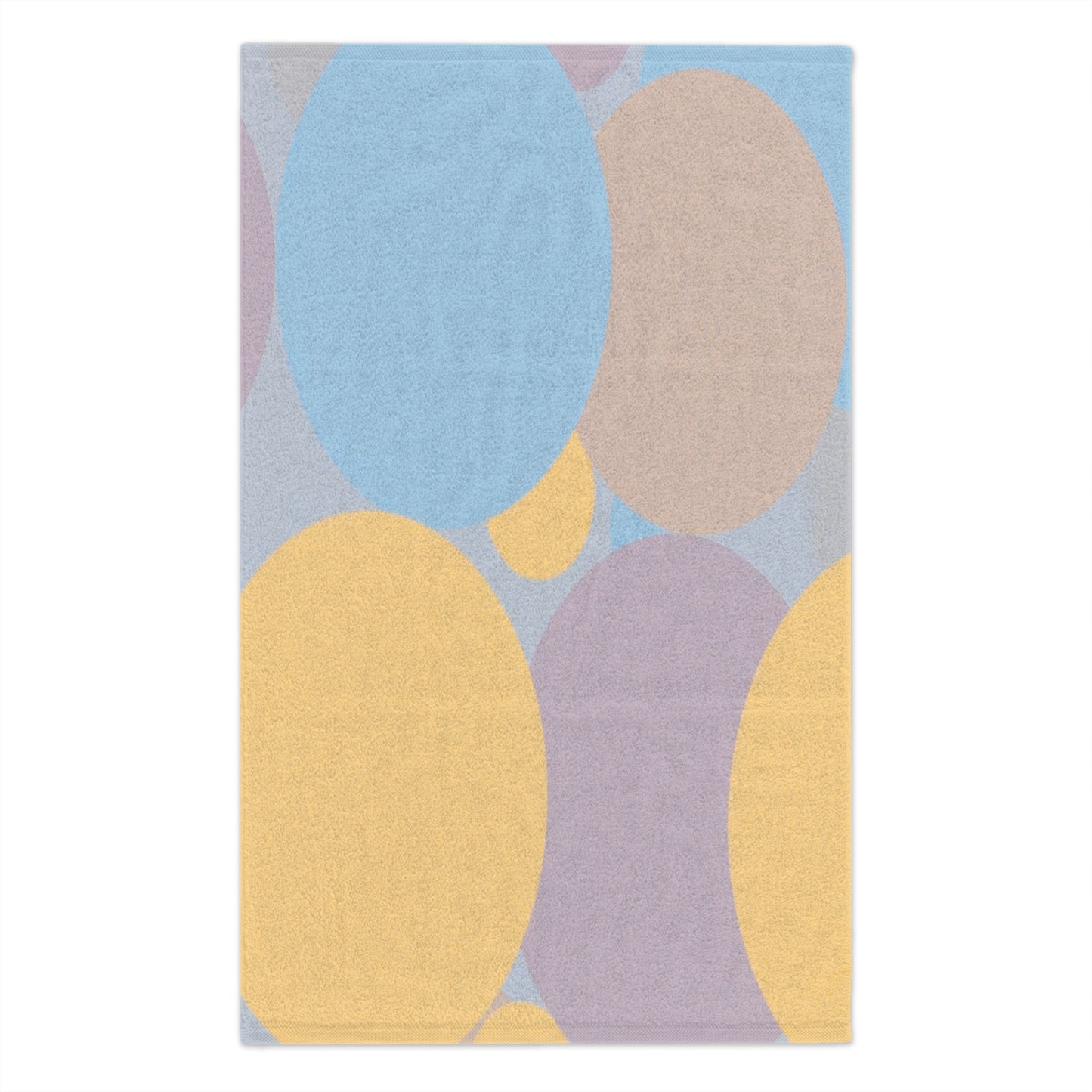 Pastel Baby Blue and Peach Patches Rally Towel, 11" x 18"