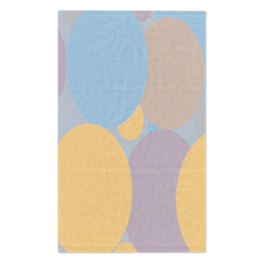 Pastel Baby Blue and Peach Patches Rally Towel, 11" x 18"