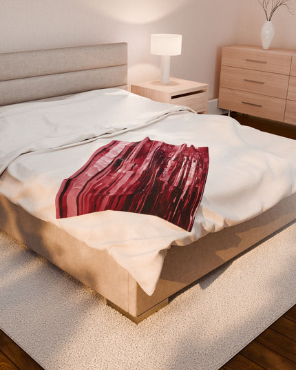 Striped Ruby Velveteen Plush Blanket, 30" x 40"
