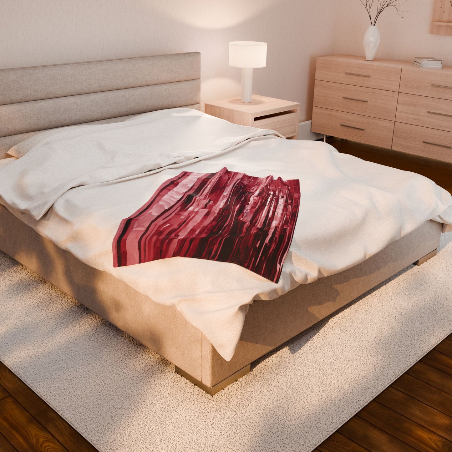 Striped Ruby Velveteen Plush Blanket, 30" x 40"