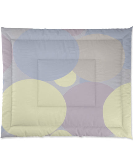 Pastel Soft Blue and Soft White Patches 104" × 88" Comforter